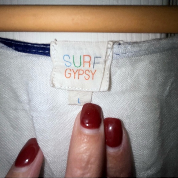 Surf Gypsy Blue and Pink Tassel Tunic Size L - Picture 3 of 4